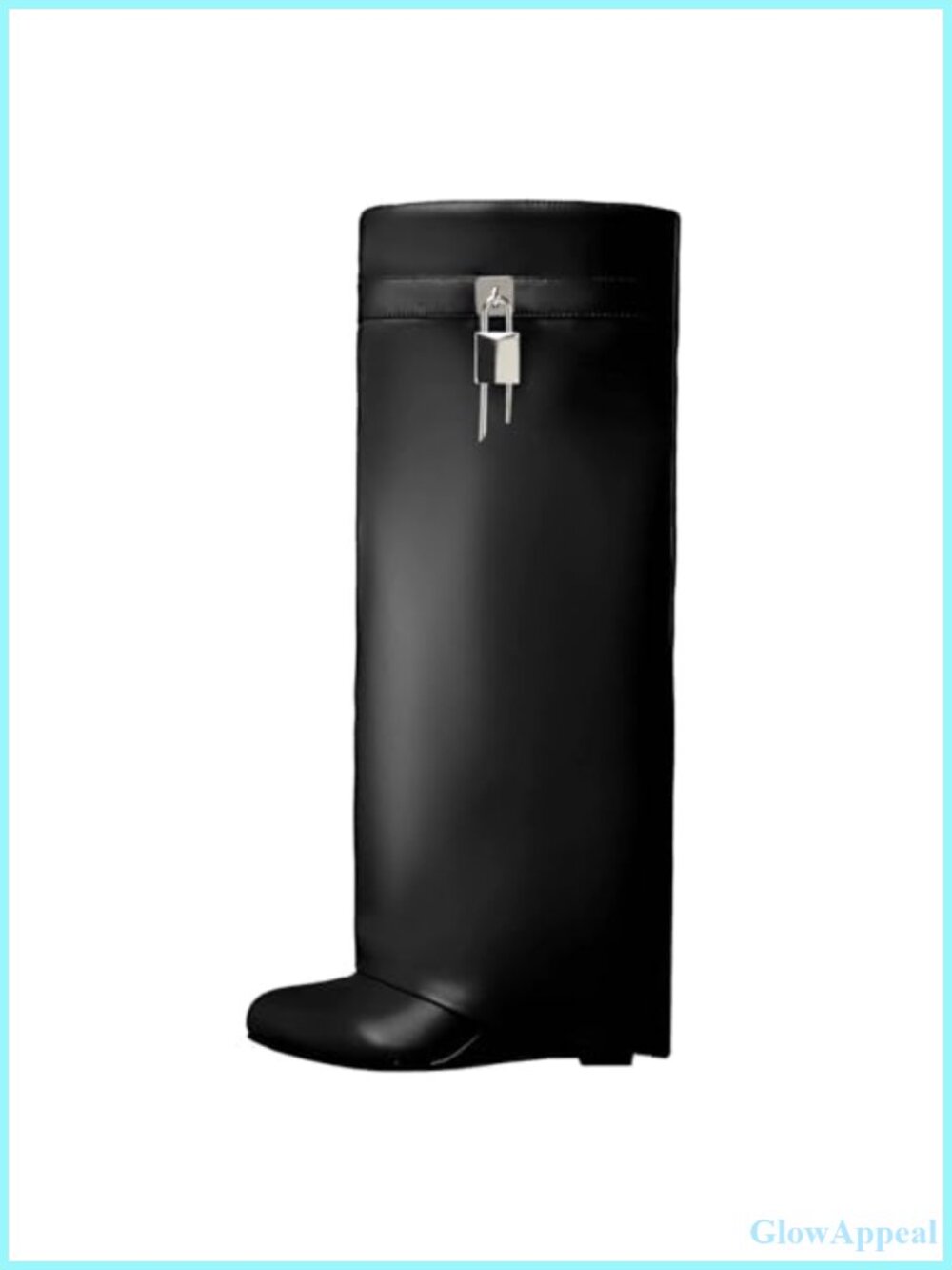 Wide-Calf Fold Over Knee High Wedge Boots Synthetic Leather